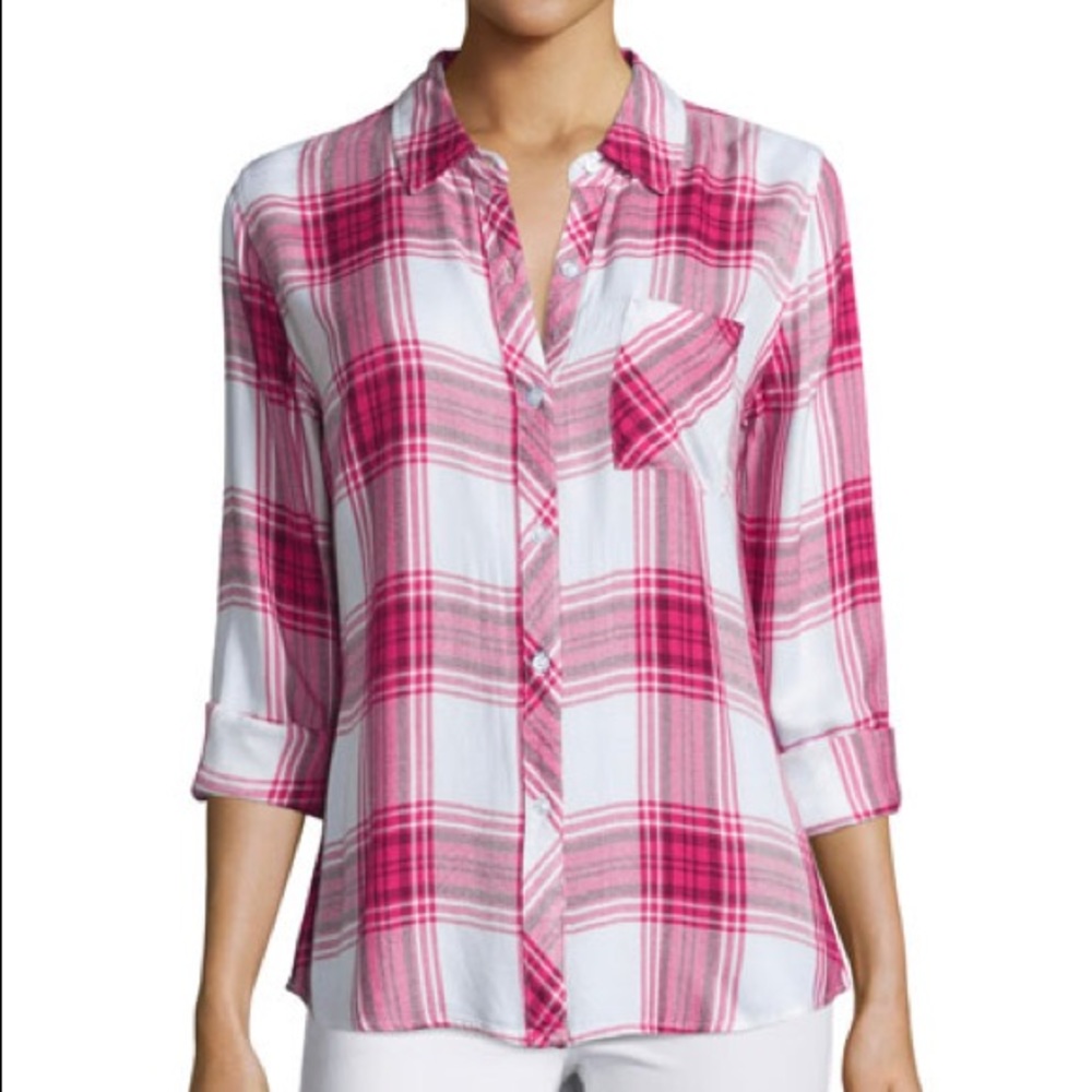 Rails Raspberry And White Plaid Shirt - image 1